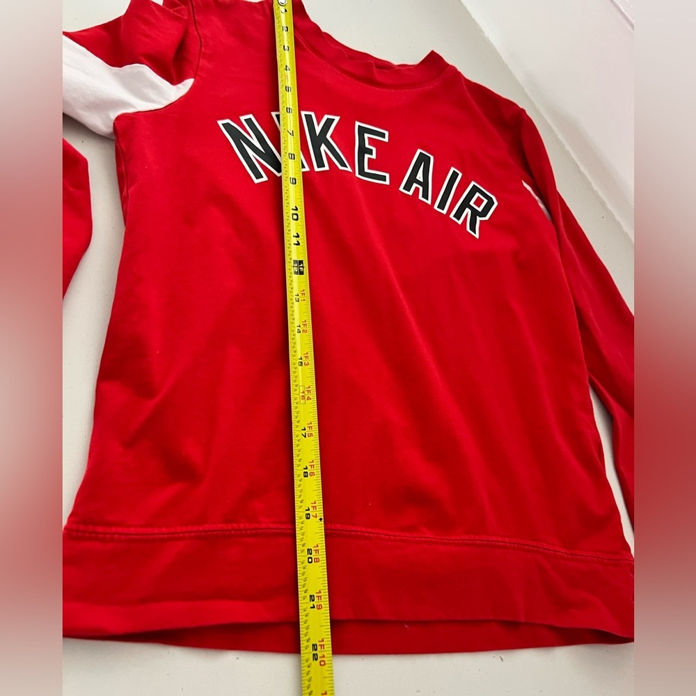 Nike Air Kids Red White Long Sleeve Athletic Shirt Boys Size 8/10 - Picture 4 of 5